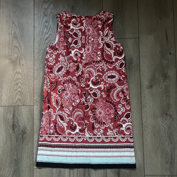 Ann Taylor Factory Red Paisley Floral Print Sleeveless V Neck Dress Size 2 P - Picture 5 of 5